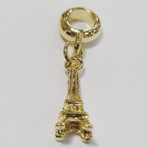 Pingente Berloque de Torre Eiffel Dourada para Pulseira tipo Pandora