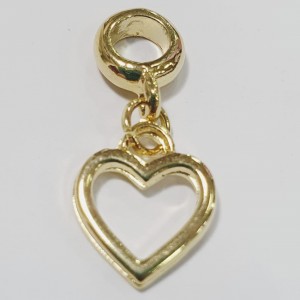 Pingente Berloque de Coração Delicada Dourada para Pulseira tipo Pandora